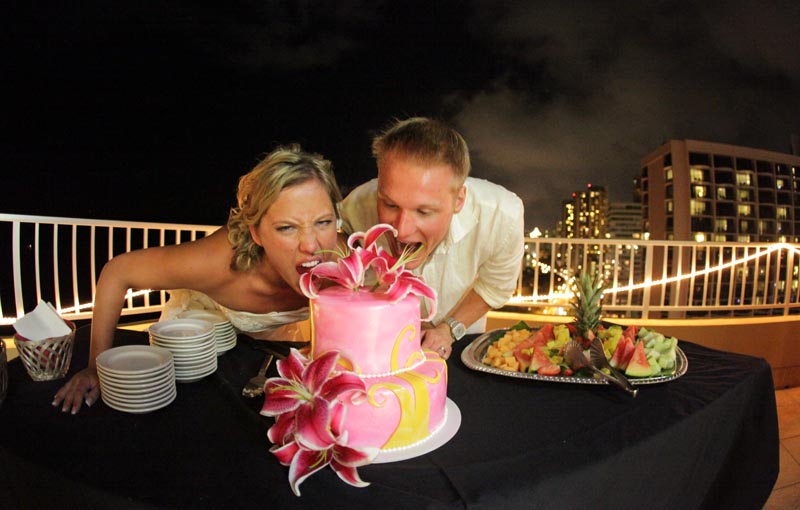 taking a bite out of the cake